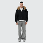 Unisex Heavyweight Fur-Trim Zip-Up Hoodie (400GSM)