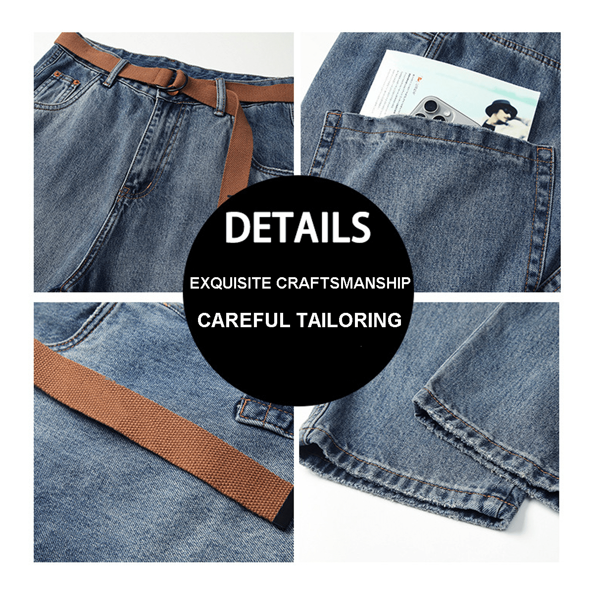 Unisex Loose-Fit Harem Cargo Denim Jeans