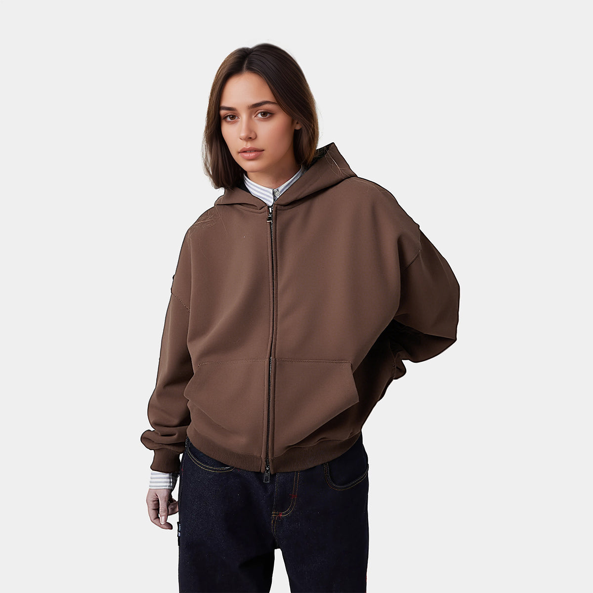 Unisex Cropped Double-Zip Hoodie (460 GSM)
