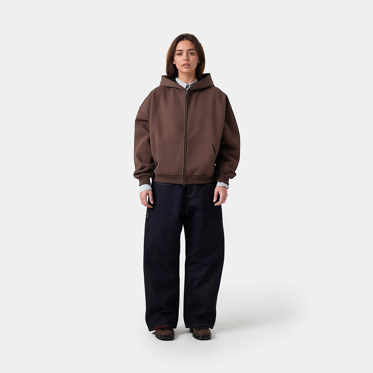 Unisex Cropped Double-Zip Hoodie