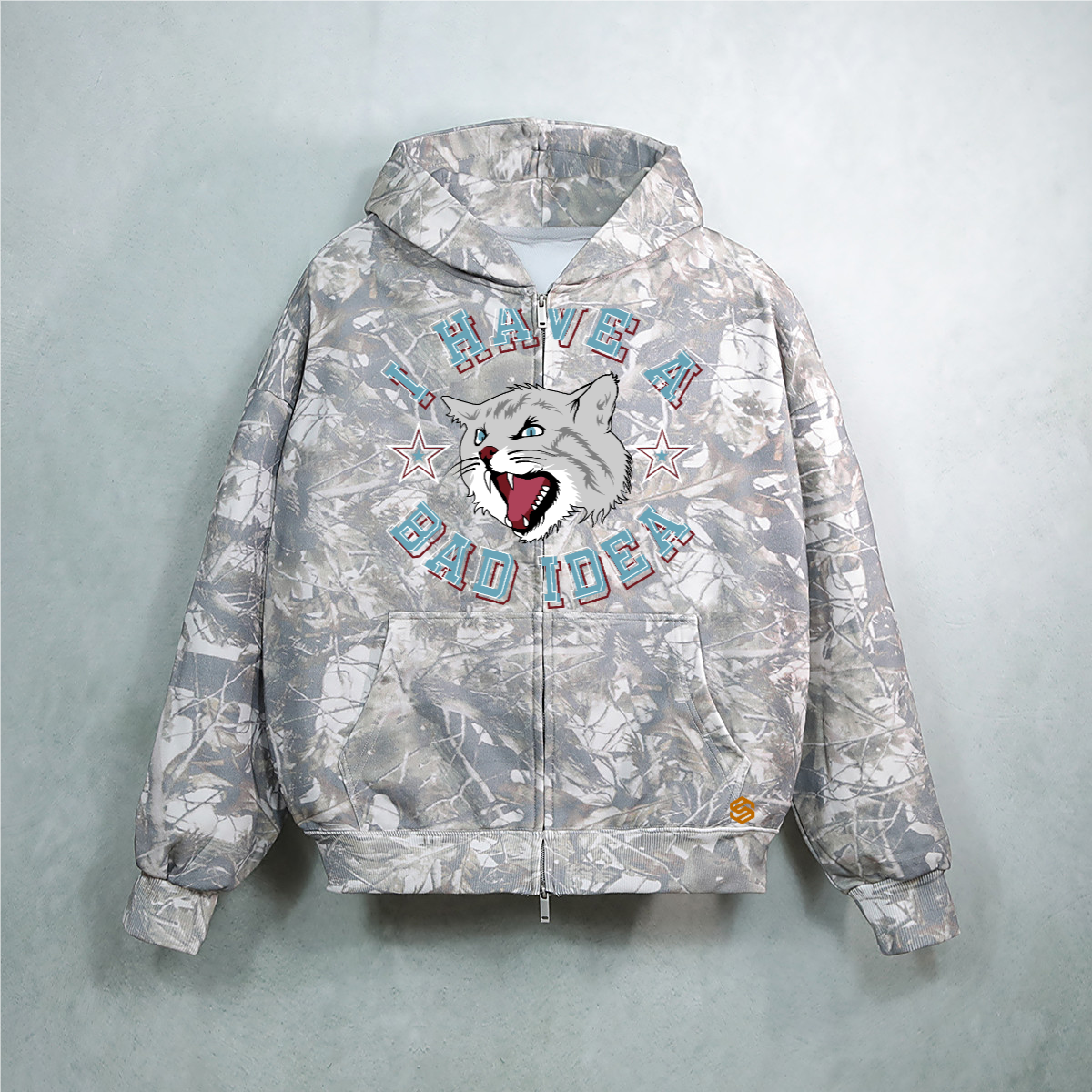 Unisex 100% Cotton Heavyweight French Terry Camo Zip-Up Hoodie (400 GSM)