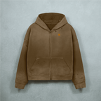 Unisex Heavyweight Washed Distressed Dystopian Streetwear Zip-Up Hoodie(420GSM)