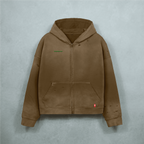 Unisex Heavyweight Washed Distressed Dystopian Streetwear Zip-Up Hoodie(420GSM)