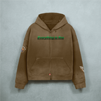 Unisex Heavyweight Washed Distressed Dystopian Streetwear Zip-Up Hoodie(420GSM)