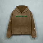 Unisex Heavyweight Washed Distressed Dystopian Streetwear Zip-Up Hoodie(420GSM)