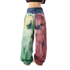Unisex Color Splatter Wide-leg Straight Jeans