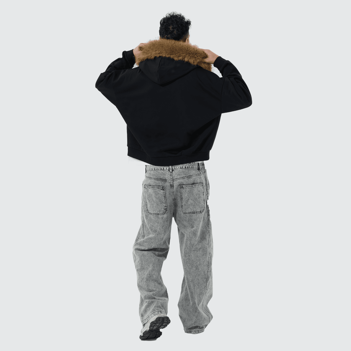 Unisex Heavyweight Fur-Trim Zip-Up Hoodie (400GSM)