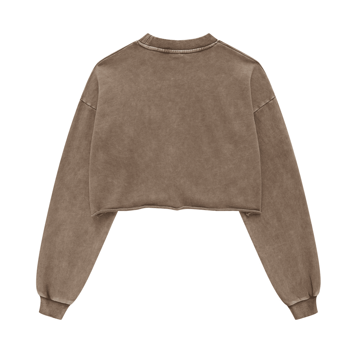 Cropped Oversized Washed Sweatshirt with Raw-Edge Streetwear Style