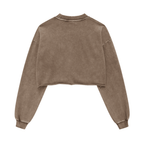 Cropped Oversized Washed Sweatshirt with Premium Cotton