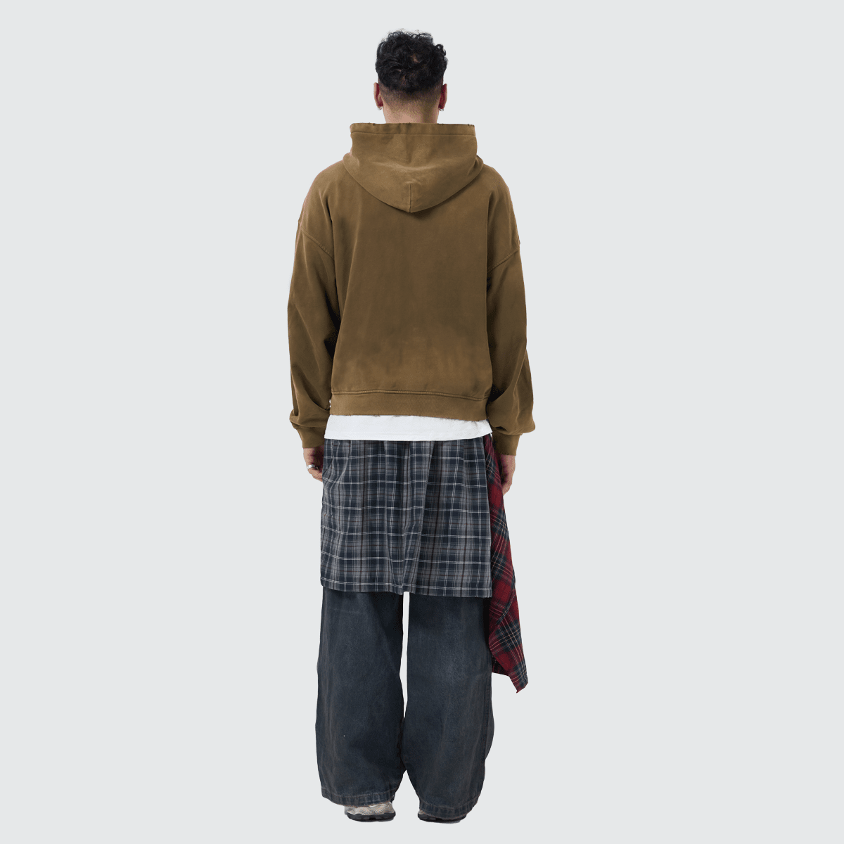 Unisex Heavyweight Washed Distressed Dystopian Streetwear Zip-Up Hoodie(420GSM)