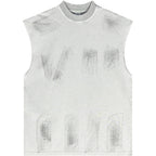 Distressed High Street Round Neck Sleeveless