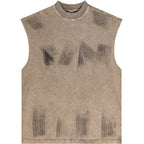 Distressed High Street Round Neck Sleeveless