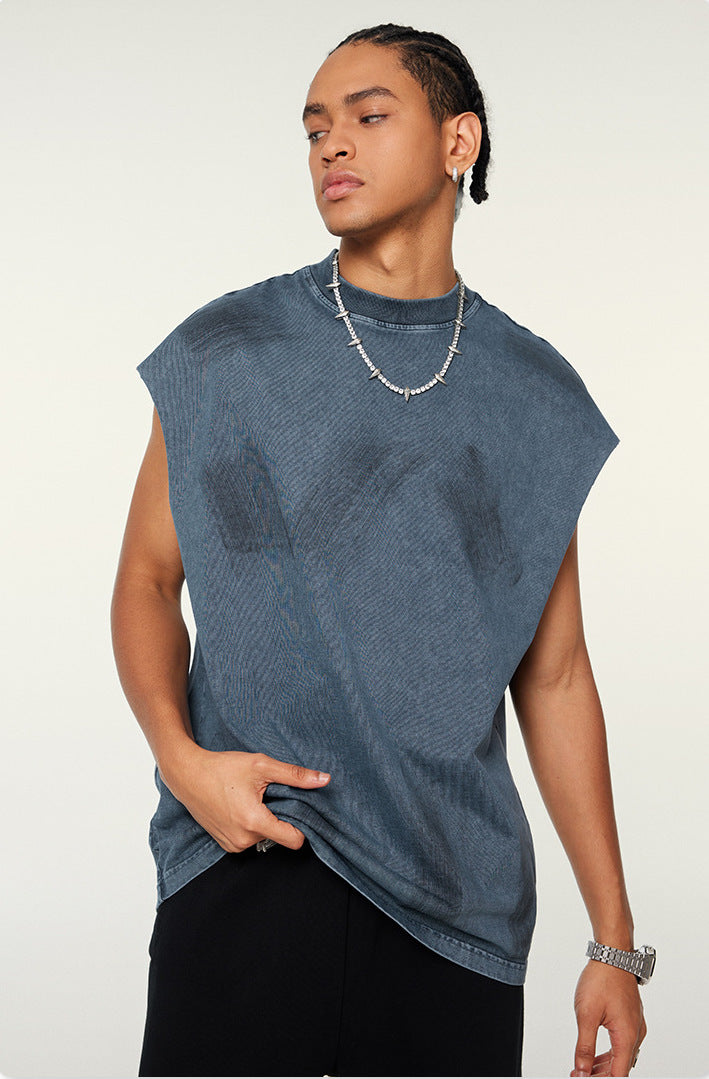 Distressed High Street Round Neck Sleeveless