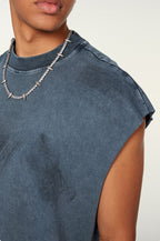 Distressed High Street Round Neck Sleeveless