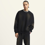 Round Neck Washed Distressed Ombre Heavyweight Sweatshirt(440GSM)