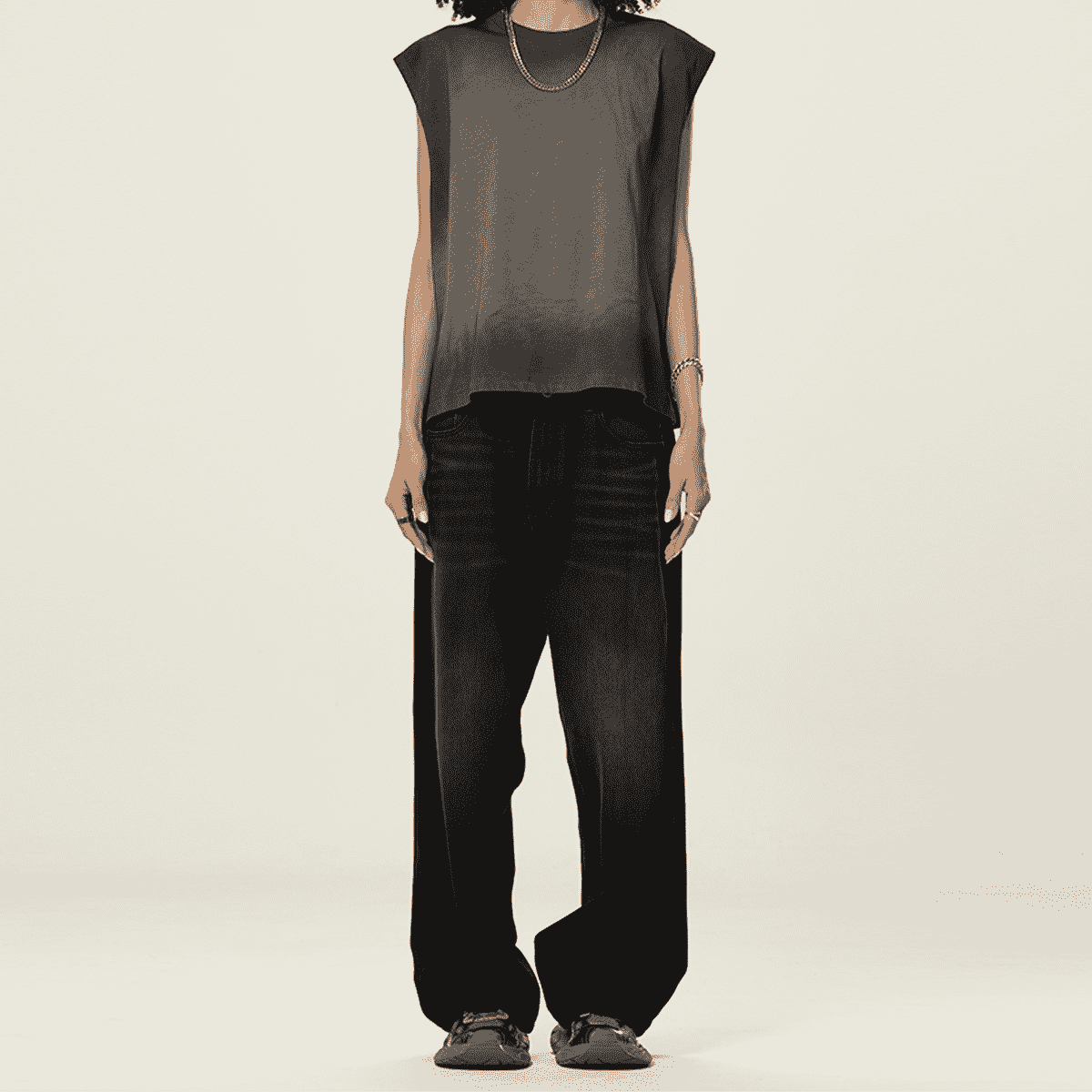 Unisex Cropped Boxy Washed Gradient Pure Cotton Tank Top (230 gsm)