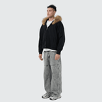 Unisex Heavyweight Fur-Trim Zip-Up Hoodie (400GSM)