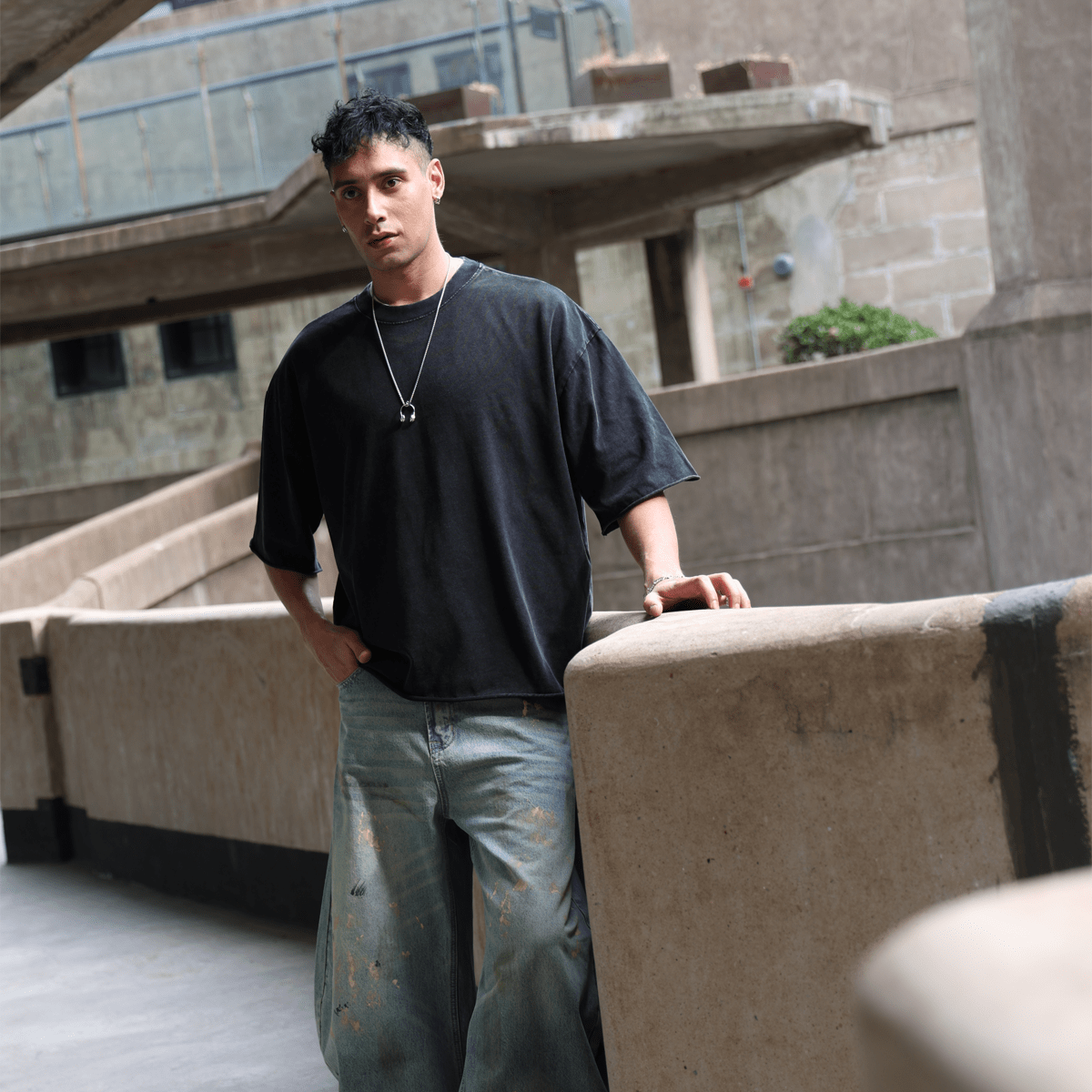 Unisex Cropped Snow Washed T-shirt(300GSM)