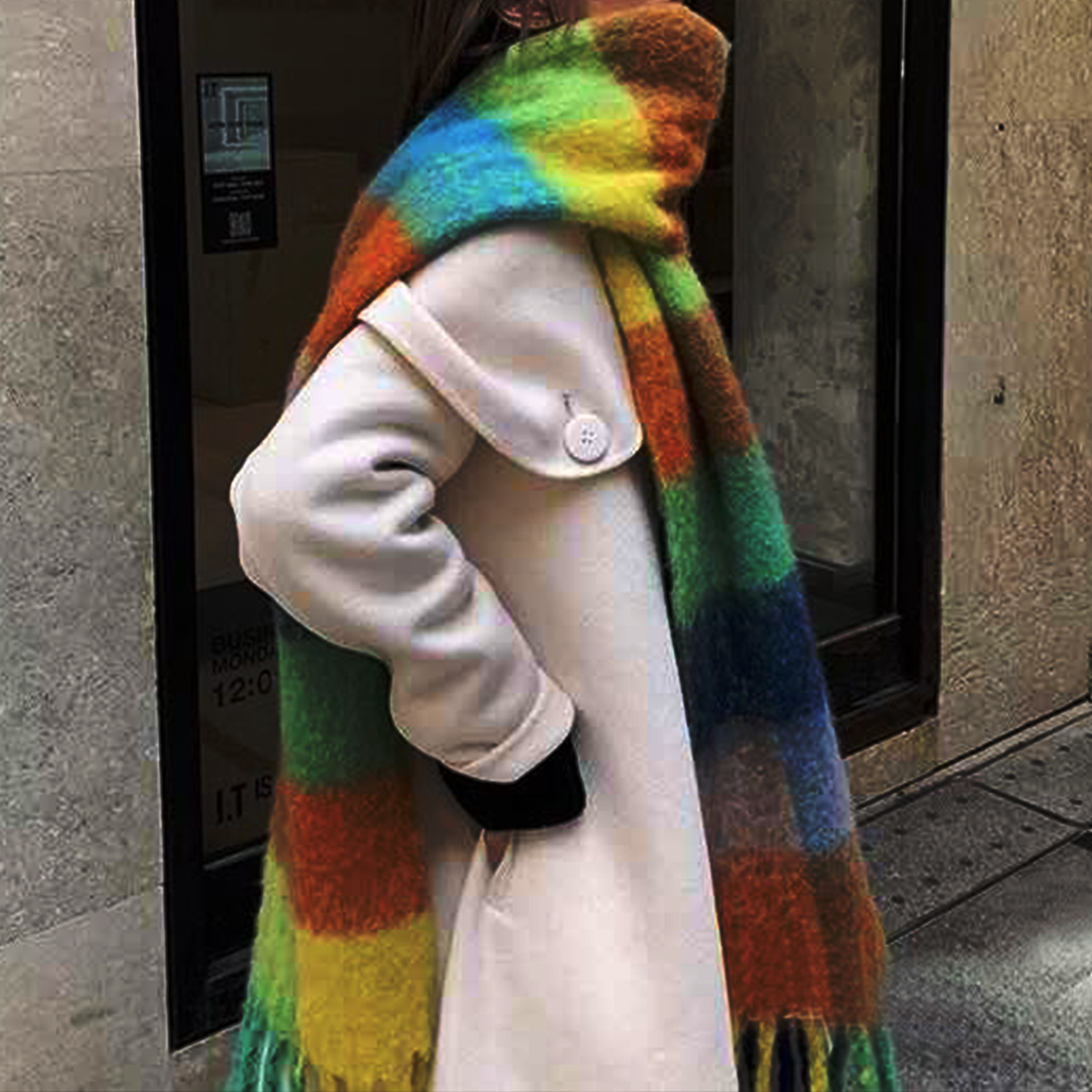 Imitation Cashmere Tassel Rainbow Scarf