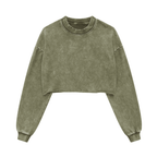 Cropped Oversized Washed Sweatshirt with Premium Cotton