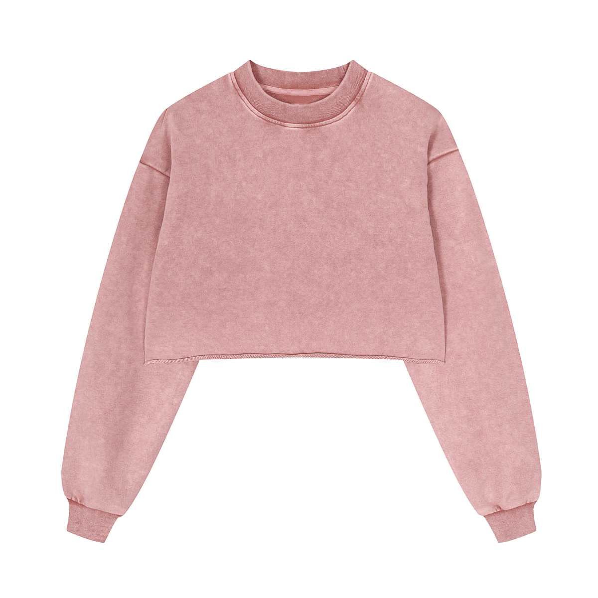 Cropped Oversized Washed Sweatshirt with Distressed Raw-Edge Style