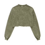 Cropped Oversized Washed Sweatshirt with Raw-Edge Streetwear Style