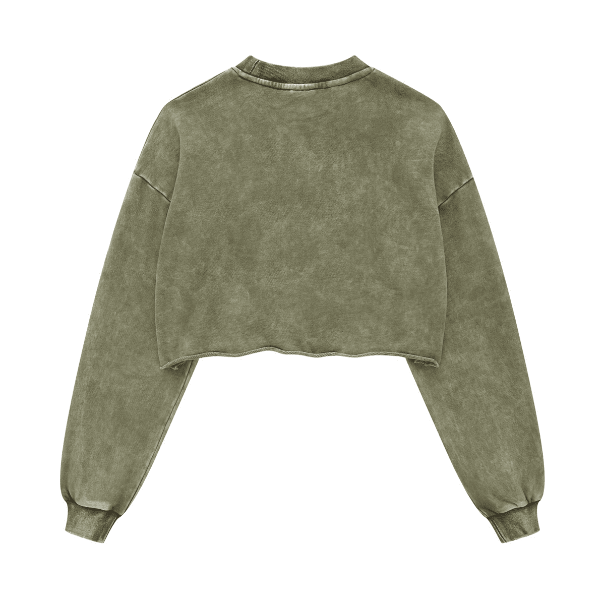 Cropped Oversized Washed Sweatshirt with Raw-Edge Streetwear Style