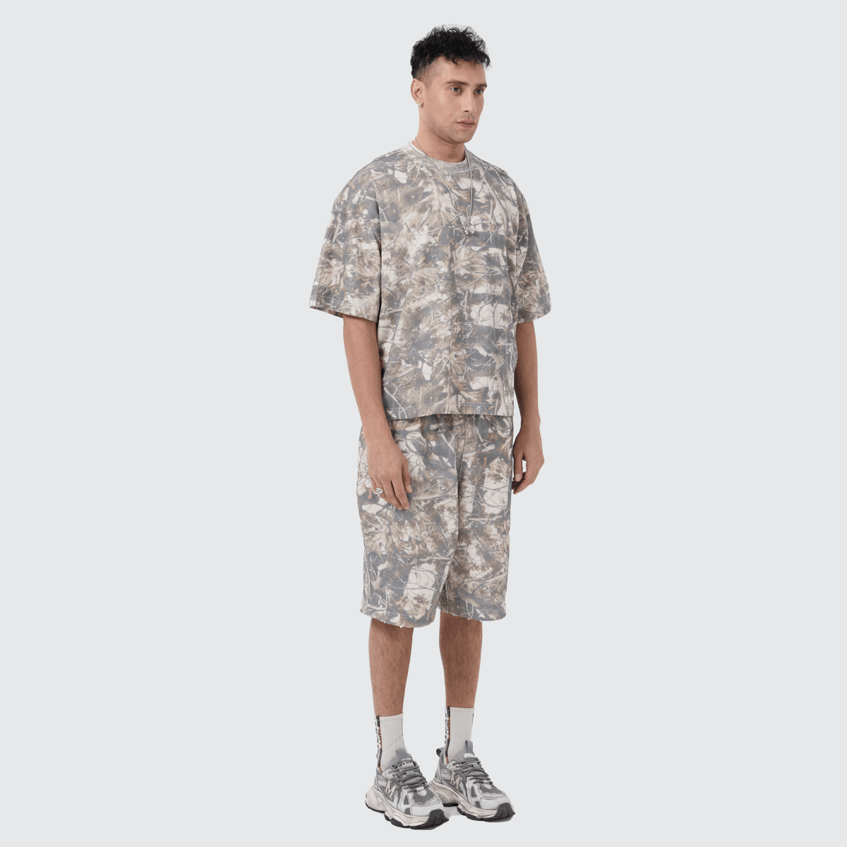 Unisex Cropped Camouflage Tree Print T-shirt（270GSM）