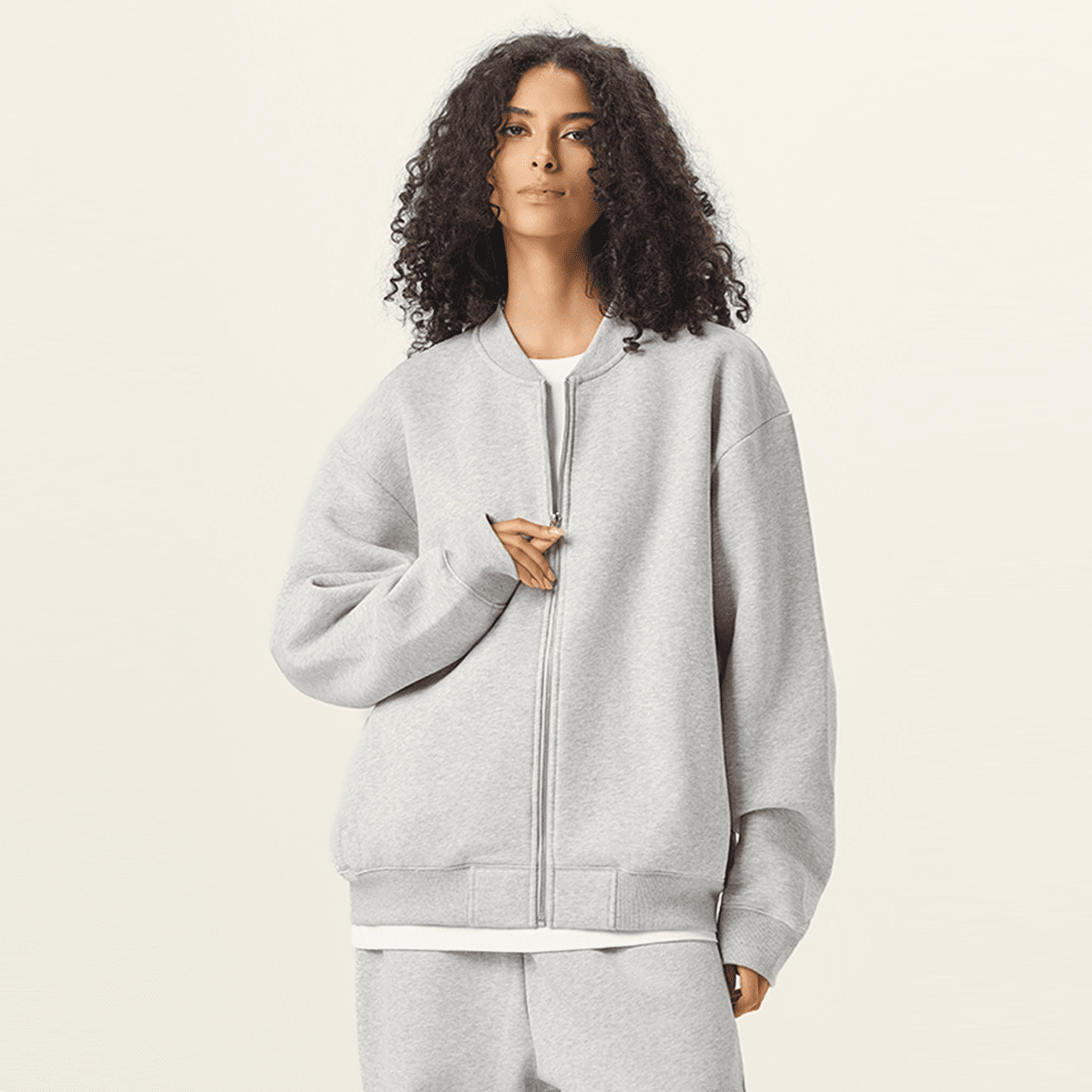 unisex fleece zip-up baseball jacket