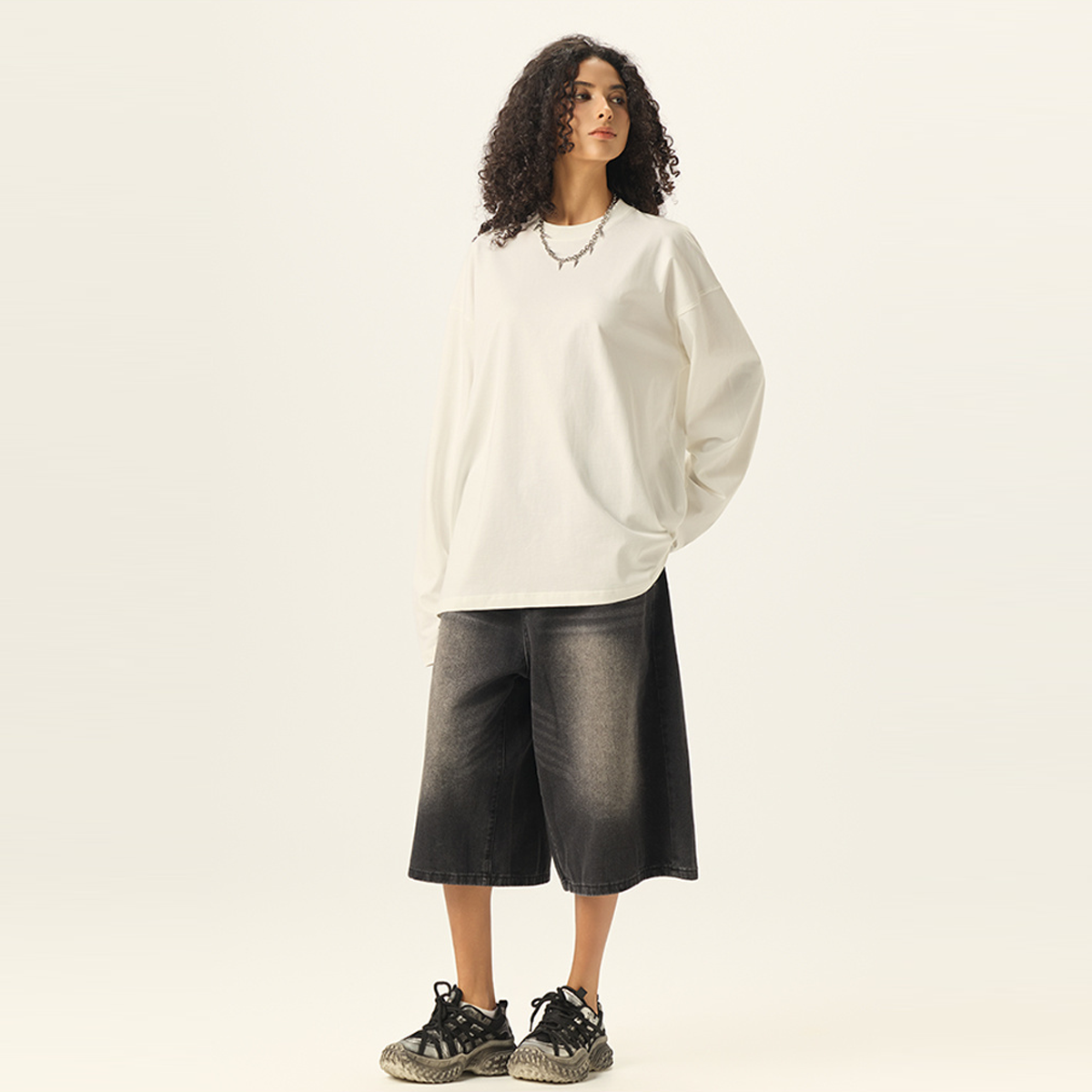 Unisex 100% Cotton Solid Color Long Sleeve T-shirt（280GSM）