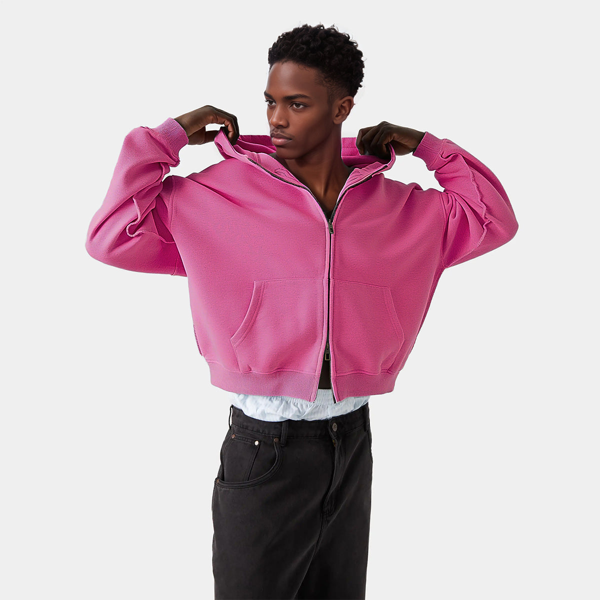 Unisex Cropped Double-Zip Hoodie (460 GSM)