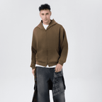 Unisex Heavyweight Washed Distressed Dystopian Streetwear Zip-Up Hoodie(420GSM)