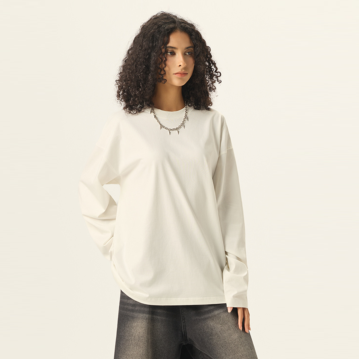 Unisex 100% Cotton Solid Color Long Sleeve T-shirt