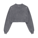 Cropped Oversized Washed Sweatshirt with Raw-Edge Streetwear Style