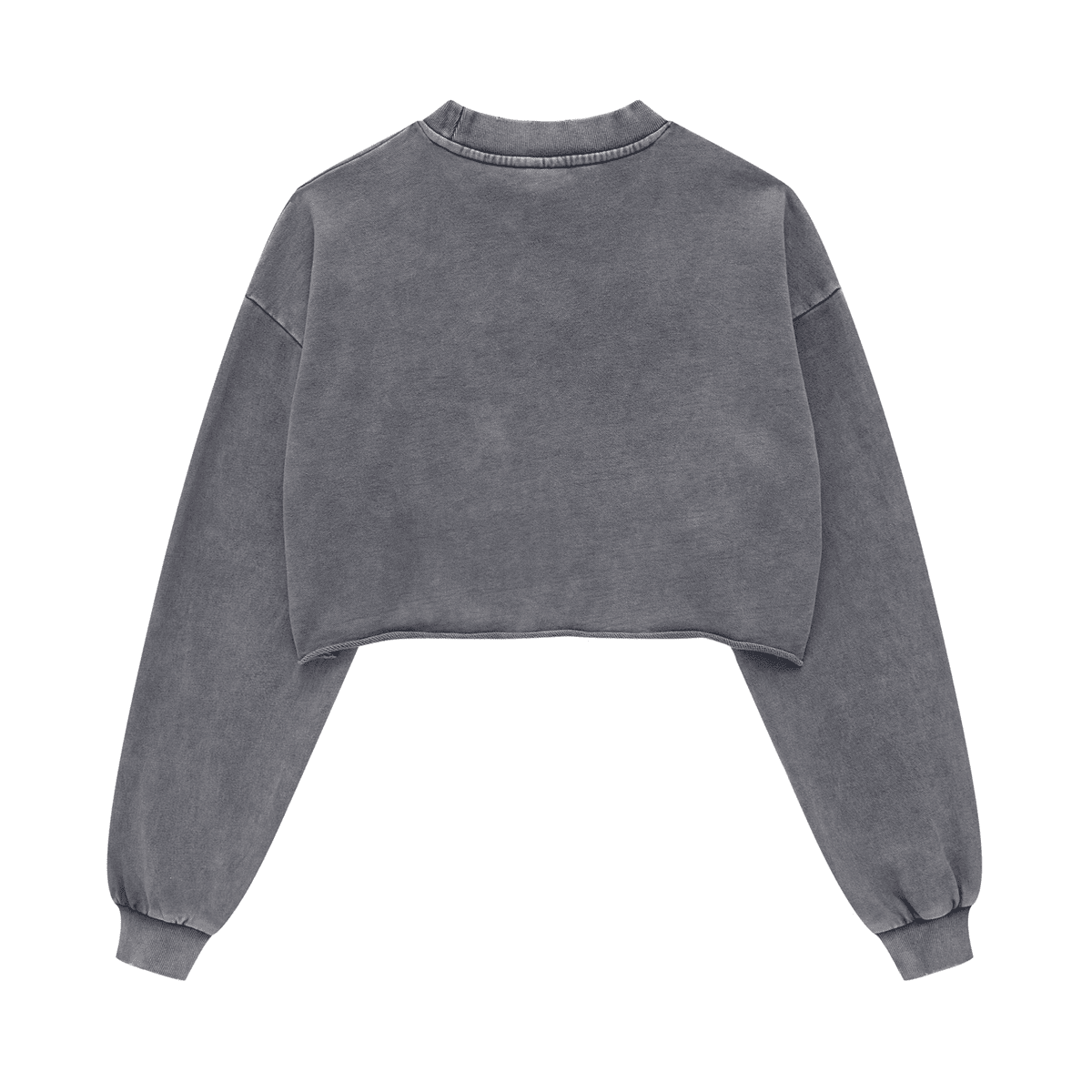 Cropped Oversized Washed Sweatshirt with Raw-Edge Streetwear Style
