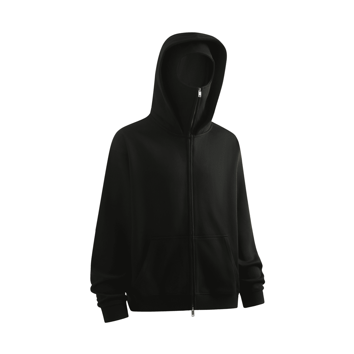 Windproof Sports Zip-up Hoodie with Built-in Face Mask