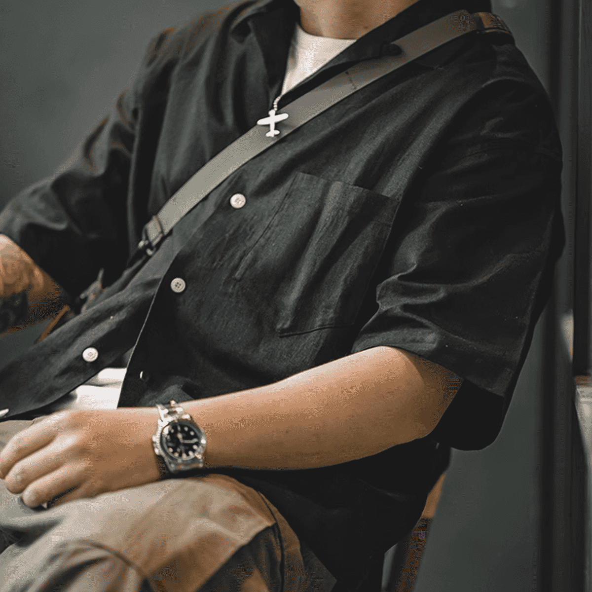 Cuban Collar Short-sleeve Shirt