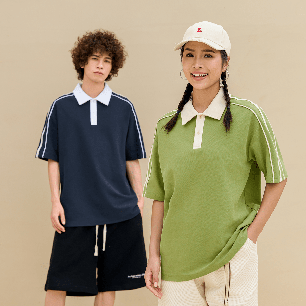 unisex polo shirt contrast collar