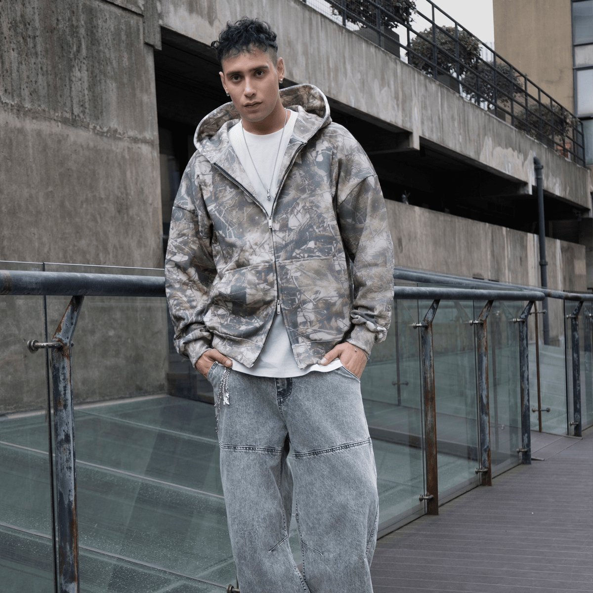 Unisex 100% Cotton Heavyweight French Terry Camo Zip-Up Hoodie (400 GSM)