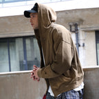 Unisex Heavyweight Washed Distressed Dystopian Streetwear Zip-Up Hoodie(420GSM)