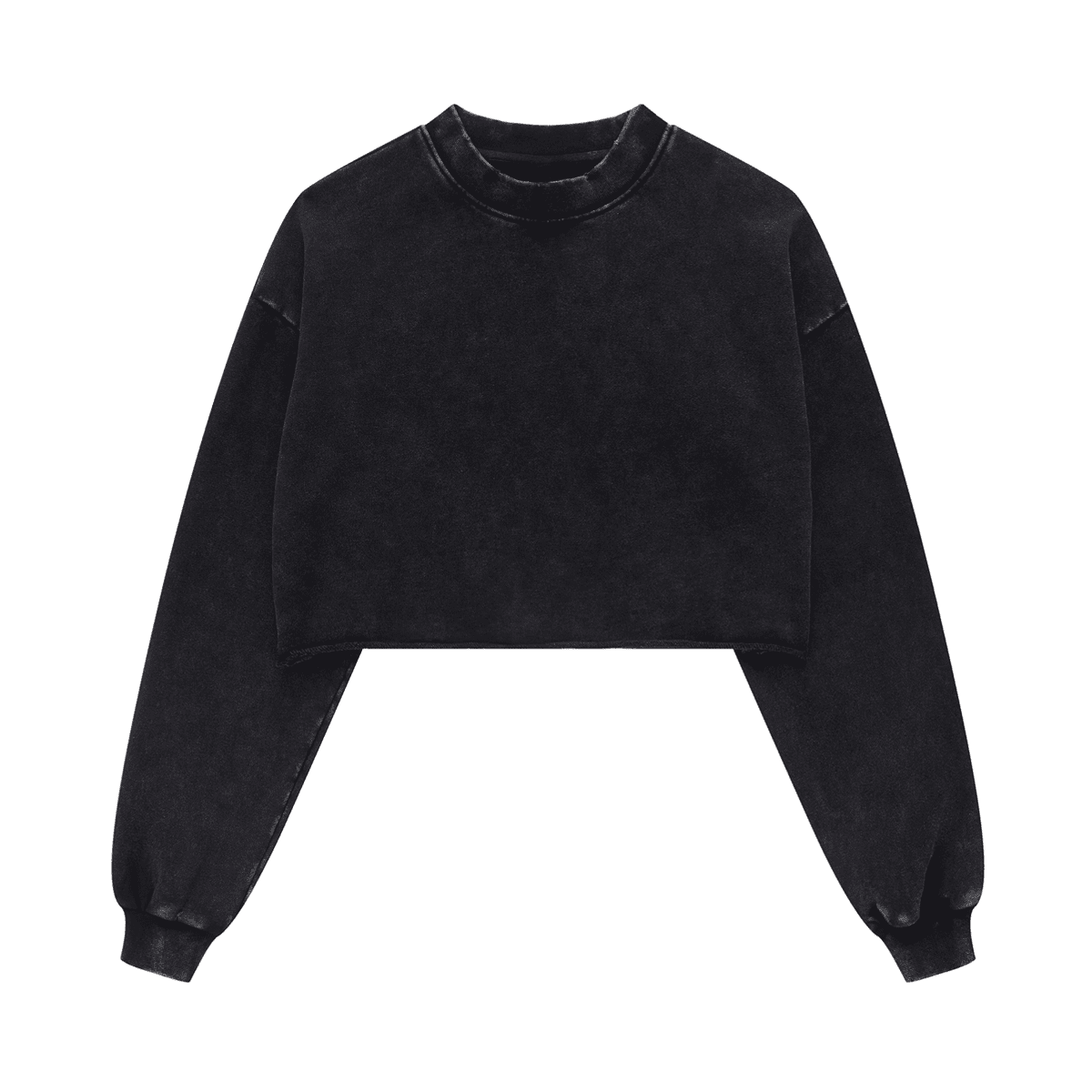 Cropped Oversized Washed Sweatshirt with Raw-Edge Streetwear Style