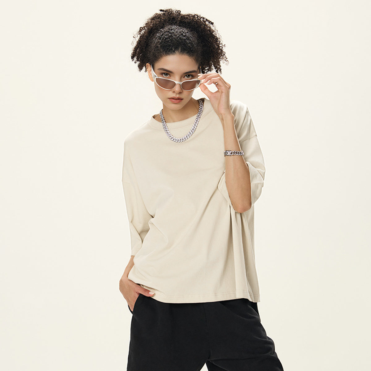 Unisex Cropped Loose T-shirt(280GSM)
