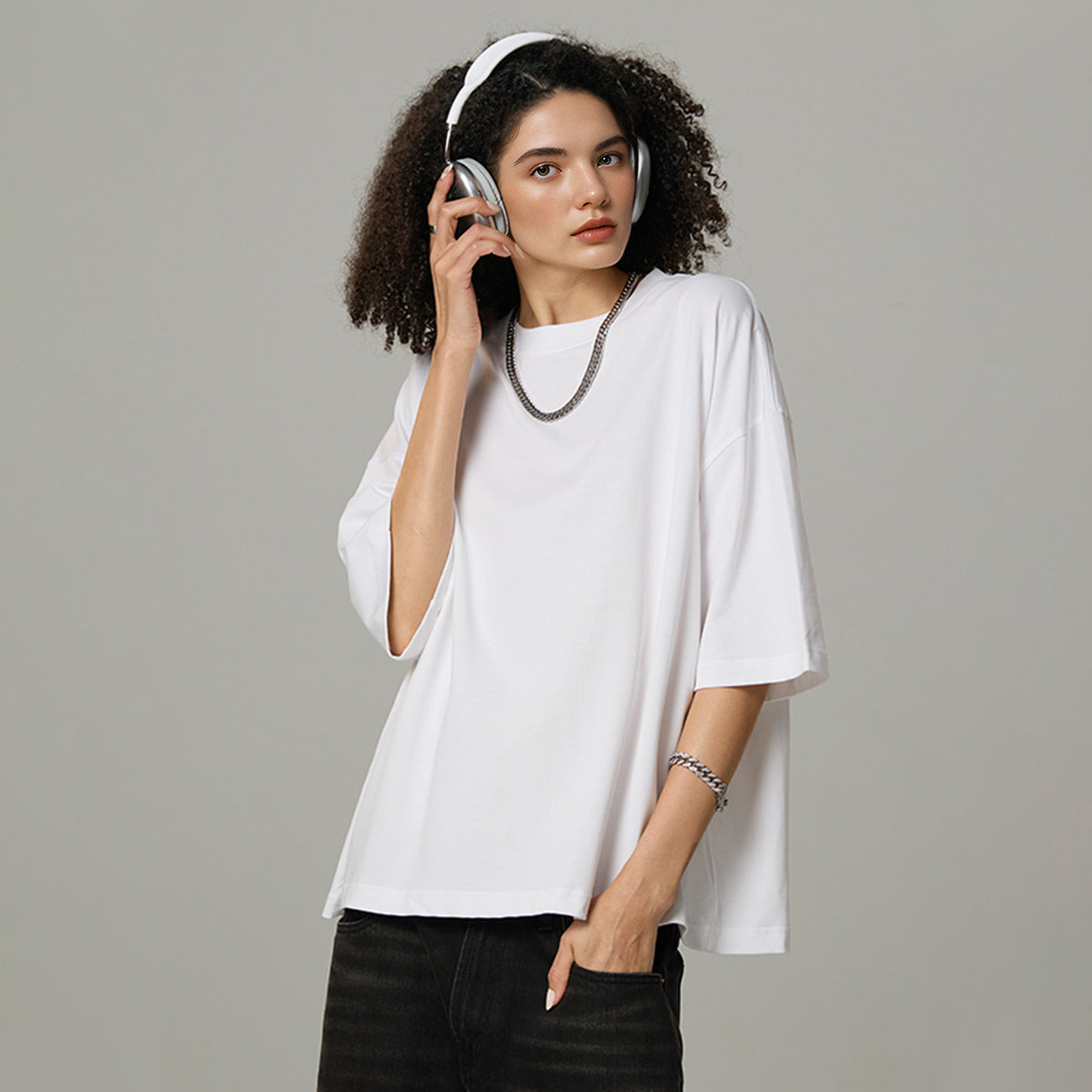 Unisex Cropped Loose T-shirt(280GSM)