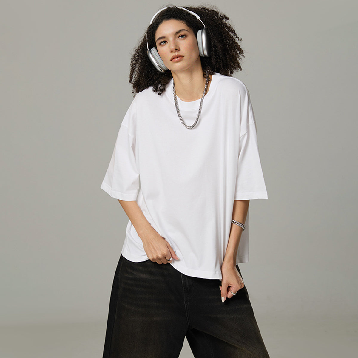 Unisex Cropped Loose T-shirt(280GSM)