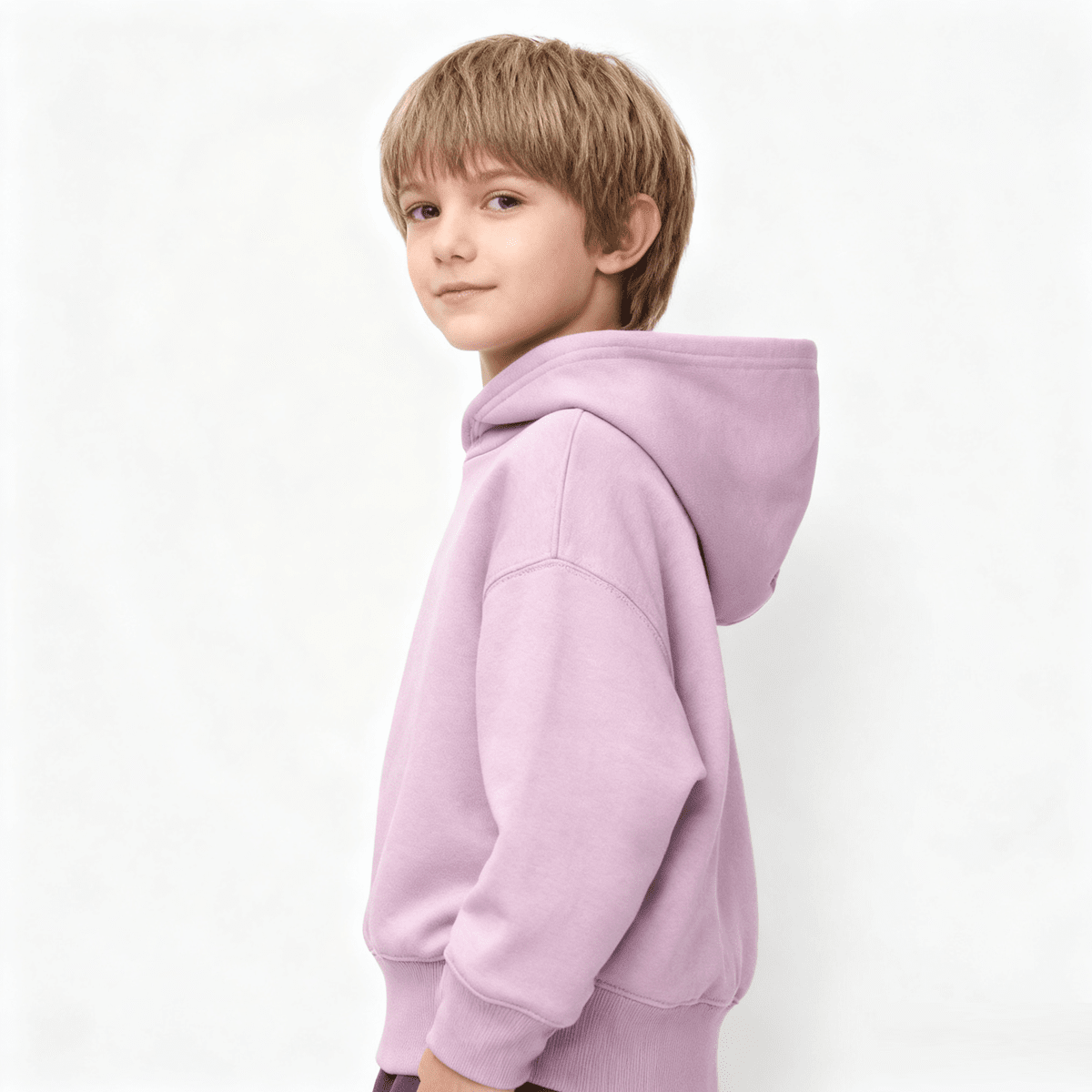 Kids’ Pink French Terry Crewneck Sweatshirt（405GSM）