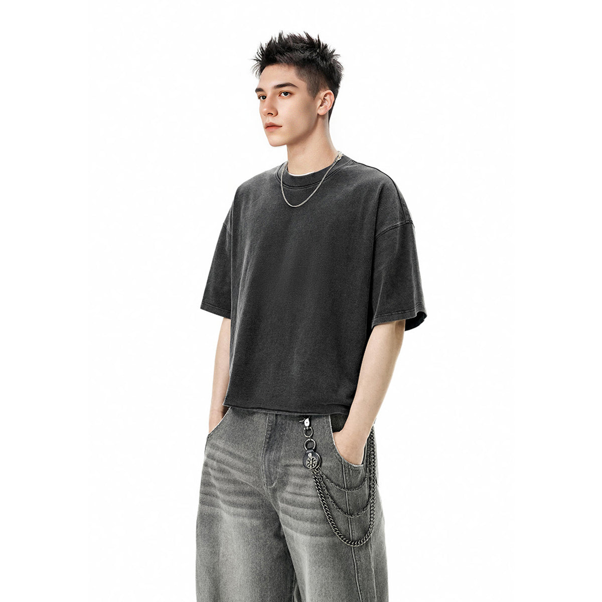 Unisex Cropped Snow Washed T-shirt(285GSM)