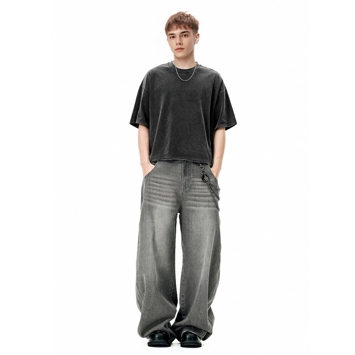 Unisex Cropped Snow Washed T-shirt(285GSM)