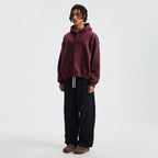 Unisex Boxy Cropped Fleece Zip-up Hoodie