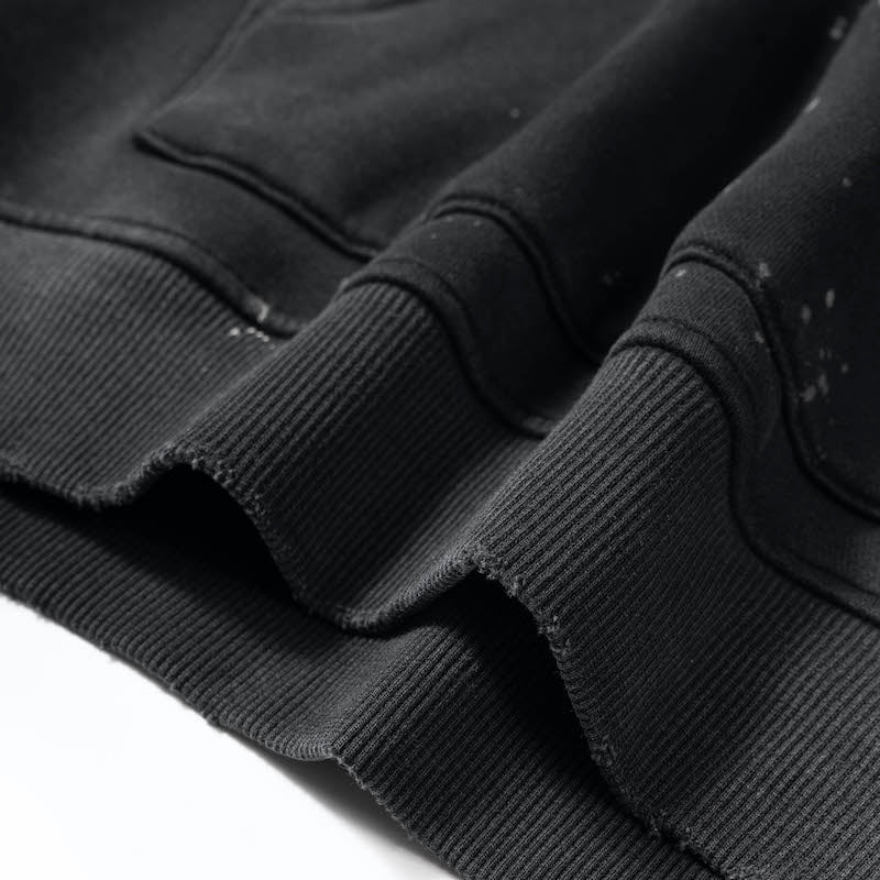 Vintage Wash Frayed Fleece Hoodie(360GSM)